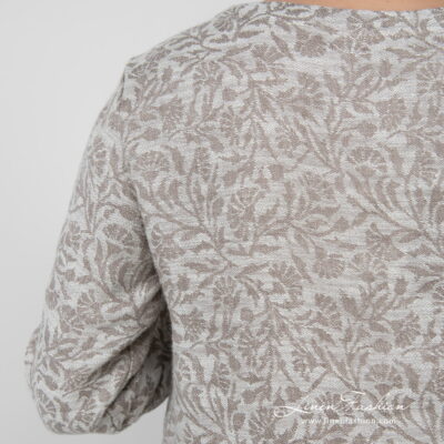 CYBIL Blouse beige 11 linen cotton beige jacquard blouse fragment from back.