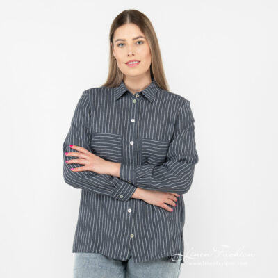 SAFARI Shirt blue striped 7 linen striped blouse.