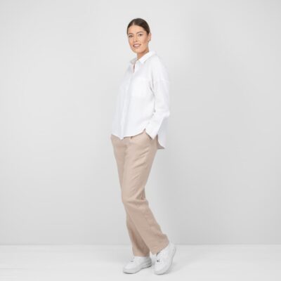 white linen shirt blouse with pants
