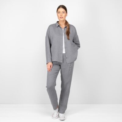 ODILE Shirt dark grey 8 grey linen blouse shirt with pants