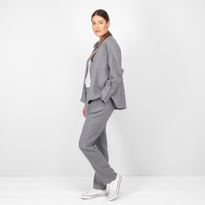 ODILE Shirt dark grey 9 grey linen blouse shirt; long sleeves