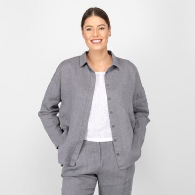 ODILE Shirt dark grey 7 grey linen blouse shirt
