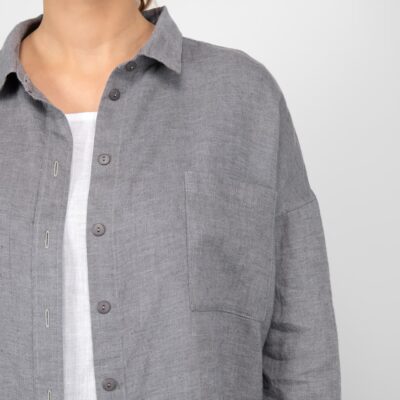 ODILE Shirt dark grey 11 grey linen blouse shirt; buttons&pocket