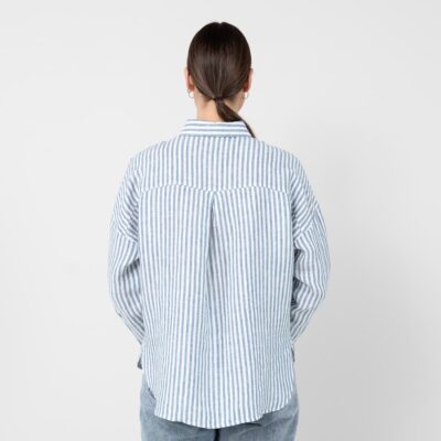 ODILE Shirt striped blue and white 12 Striped blue linen shirt