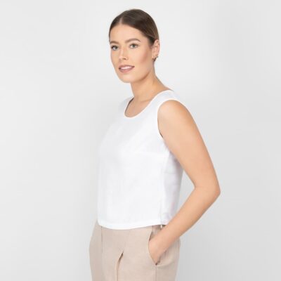 MYLA Blouse white 6 white linen blouse sleevless with zip closure on side