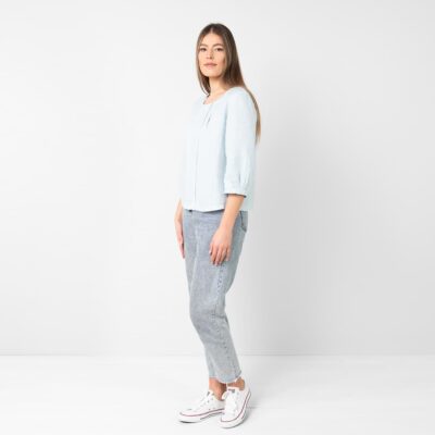 Light blue linen blouse with pleats