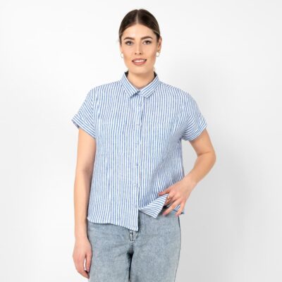 ORSI Shirt striped blue 6 Striped blue white linen shirt