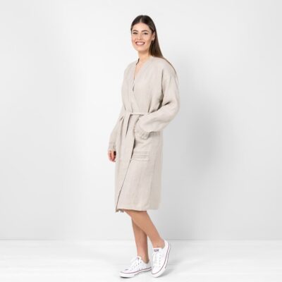 100% linen robe for women, natural