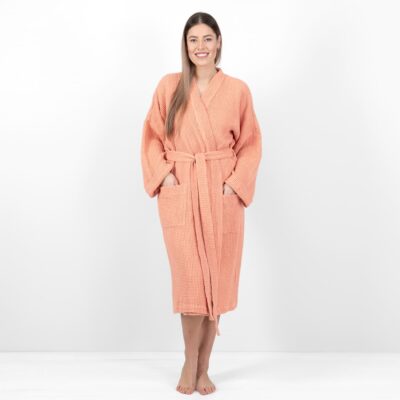 BINGO Bathrobe peach 7 linen cotton peach bathrobe.