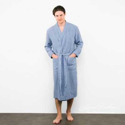ARAS LIN Bathrobe blue 8 Mens bathrobe in blue color.