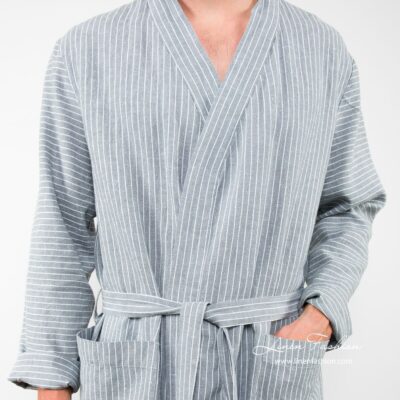 ARAS LIN Bathrobe grey 11 Grey colored bathrobe for men, aras.