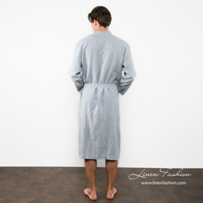 ARAS LIN Bathrobe grey 14 Linen bathrobe for men, in grey.