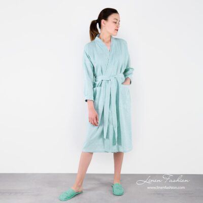 MARY Bathrobe light green 7 MARY light green linen robe for women.