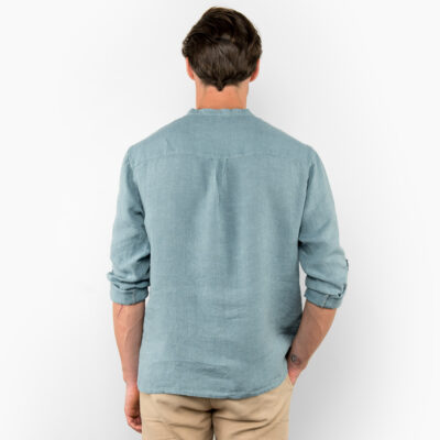 MARTIN Shirt aqua blue 10 Aqua-blue linen men's shirt, backside