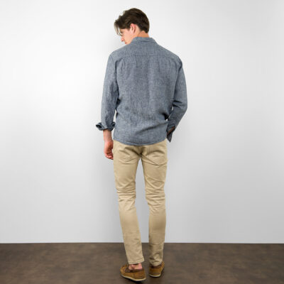 LONGO Shirt dark blue 10 Dark blue linen men's shirt, backside