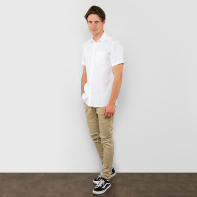 HARVY Shirt white 6 Optical white linen men's shirt, full view