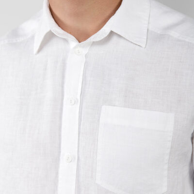 HARVY Shirt white 7 Optical white linen men's shirt, regular collar