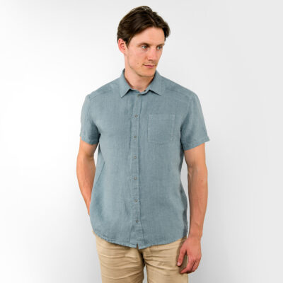 HARVY Shirt aqua blue 5 Aqua-blue linen men's shirt