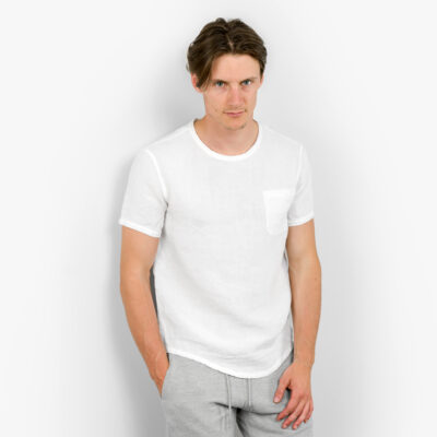 WINDO T-shirt white 5 Simple white linen men's shirt