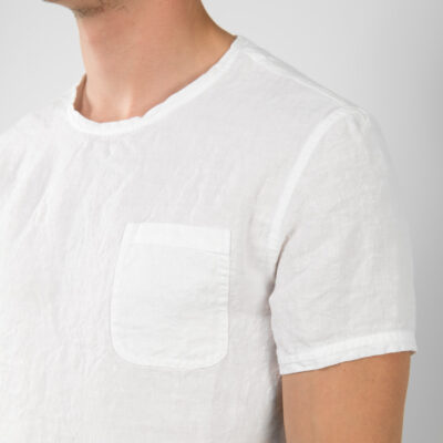 WINDO T-shirt white 7 Simple white linen men's shirt with pocket