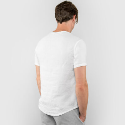 WINDO T-shirt white 8 Simple white linen men's shirt, short sleeves