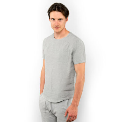 WINDO T-shirt grey 5 Simple grey linen men's shirt
