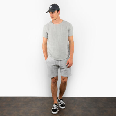 WINDO T-shirt grey 6 Simple grey linen men's shirt, full view
