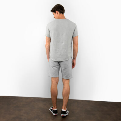 WINDO T-shirt grey 8 Simple grey linen men's shirt, short sleeves