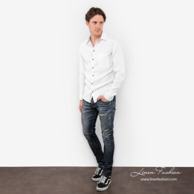 SAN MARINO Shirt white 8 SAN MARINO white linen shirt full size