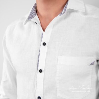 SAN MARINO Shirt white 9 SAN MARINO white linen shirt pocket