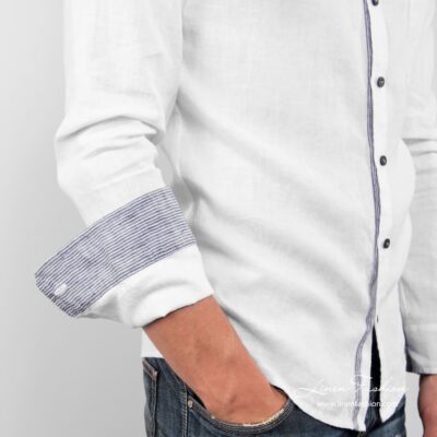 SAN MARINO Shirt white 10 SAN MARINO white linen shirt sleeves