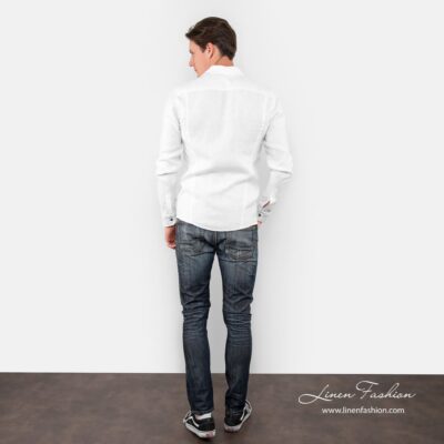 SAN MARINO Shirt white 12 SAN MARINO white linen shirt back side