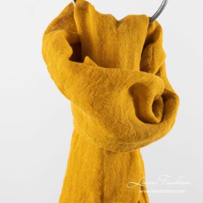 FINO Shawl ochre 4 Yellow linen shawl, Fino.