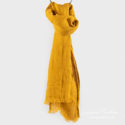 FINO Shawl ochre 5 Linen shawl in yellow color, fino.