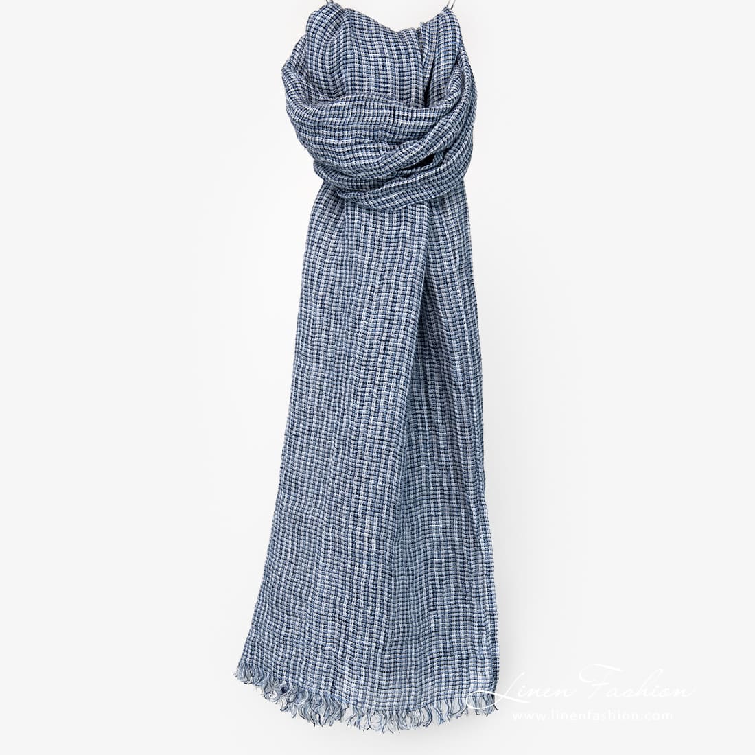 LOTTO MINI Shawl blue 2 Linen blue ivory scarf full size