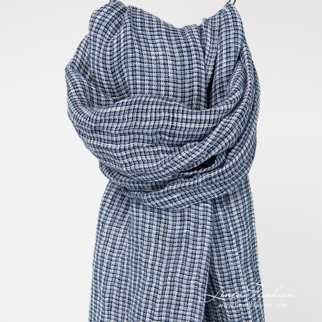 LOTTO MINI Shawl blue 1 Linen blue ivory scarf