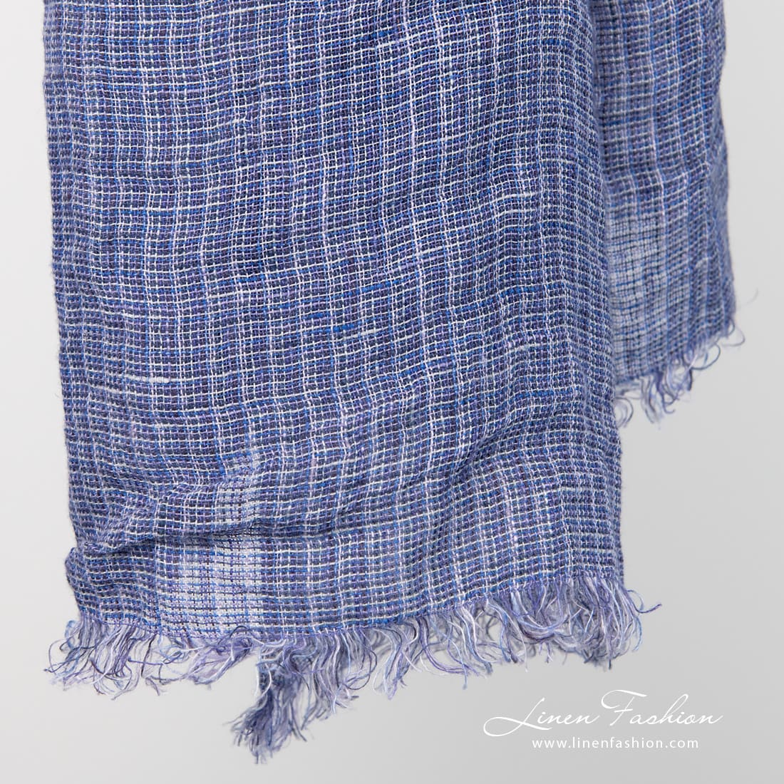 LOTTO MINI Shawl violet 3 Linen violet scarf fringes