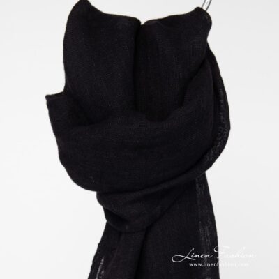 HALE Shawl black 10 Black onyx linen scarf