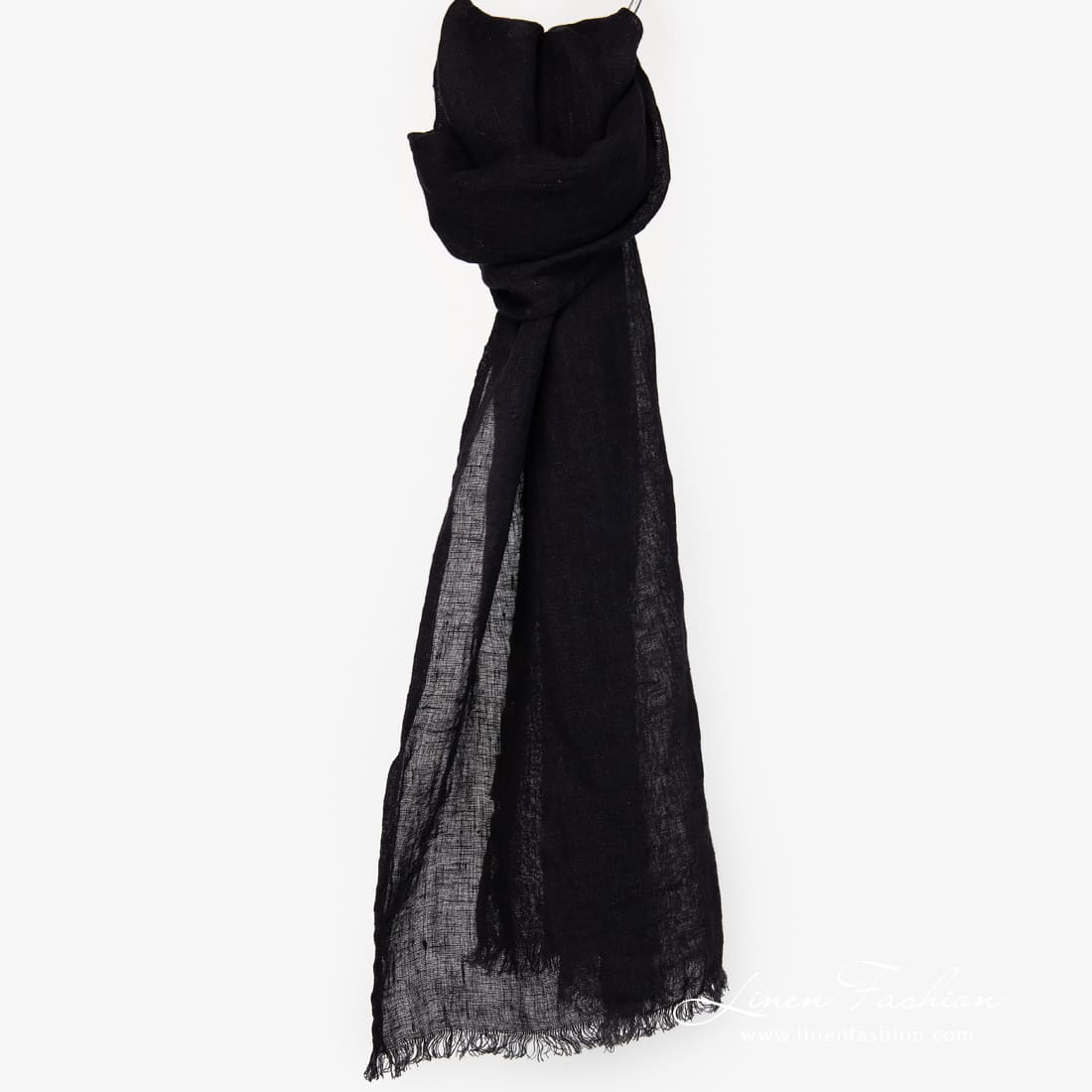 HALE Shawl black 2 Black onyx linen scarf full size
