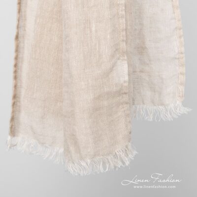 HALE Shawl brownish 6 Linen brownish melange scarf fringes