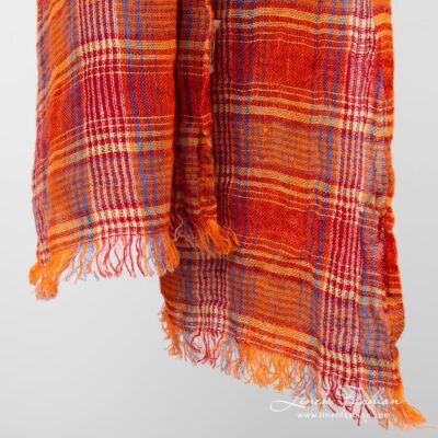 LOTTO MAX Shawl orange 6 Linen orange scarf fringes