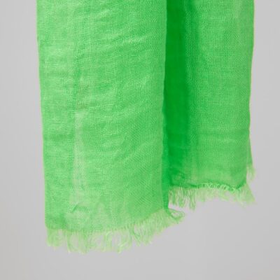 bright green linen shawl; washed; with fringes