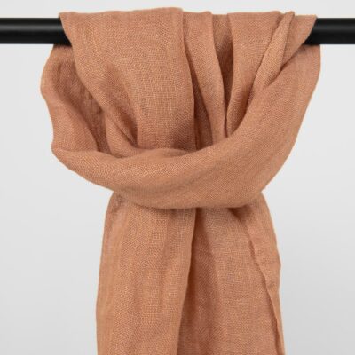 FINO Shawl light brown 5 Light brown linen shawl plain weave washed