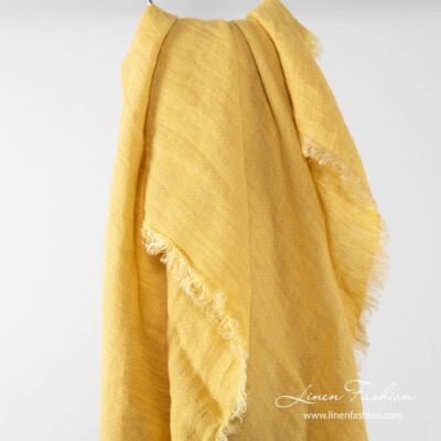 VIENNA Scarf yellow 4 Yellow linen scarf.