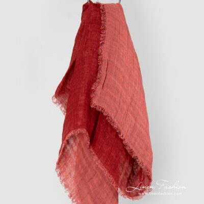 TWINA Scarf red 5 Double sided red linen scarf