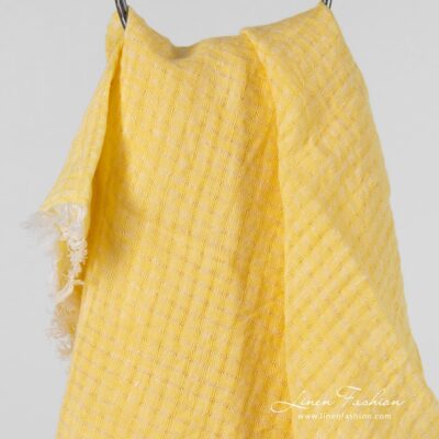 MARE Scarf yellow 4 MARE yellow linen scarf in openweave checks