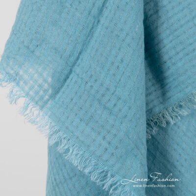 MARE Scarf blue 6 MARE blue linen scarf with fringes