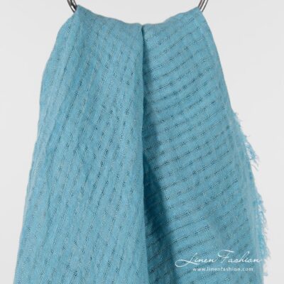 MARE Scarf blue 4 MARE blue linen scarf in openweave checks
