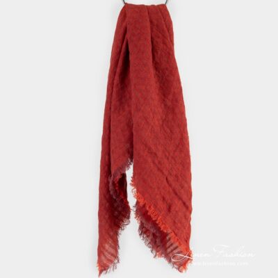 GALAXY Scarf red 6 GALAXY red linen scarf in openweave checks