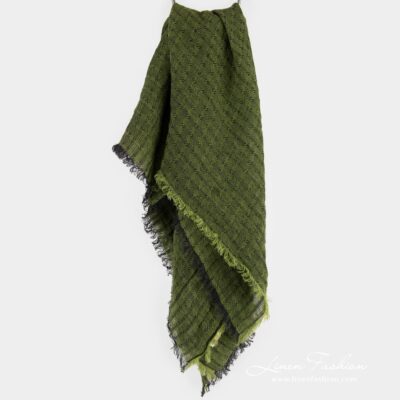 GALAXY Scarf green 6 GALAXY green linen scarf in openweave checks